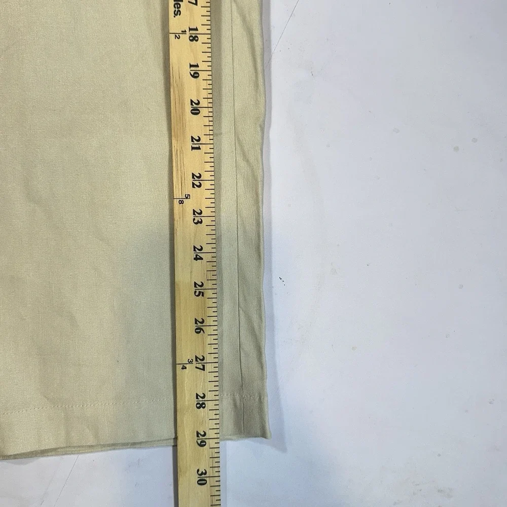 J‎ Jill Linen Stretch Pants Womens 16 Beige Pull On Elastic Back Straight Leg
